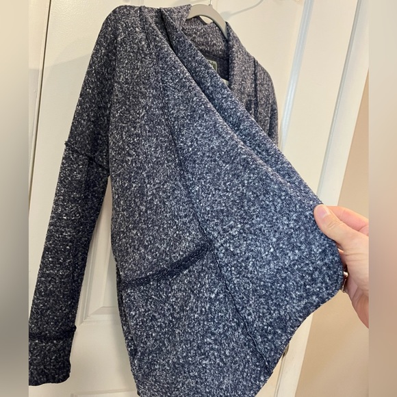 Roots Canada Open Front  Waterfall Cardigan Sz M Heathered Gray With Pockets - Picture 8 of 11